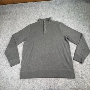 Banana Republic Mock Neck Henley Pullover Men XL Gray Knit Sweater Preppy Office